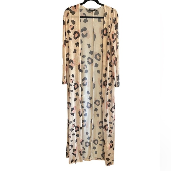Missguided Woman’s Leopard Like Print Long Sleeve Sheer Beach Cover Up, Size 4 - Picture 1 of 5